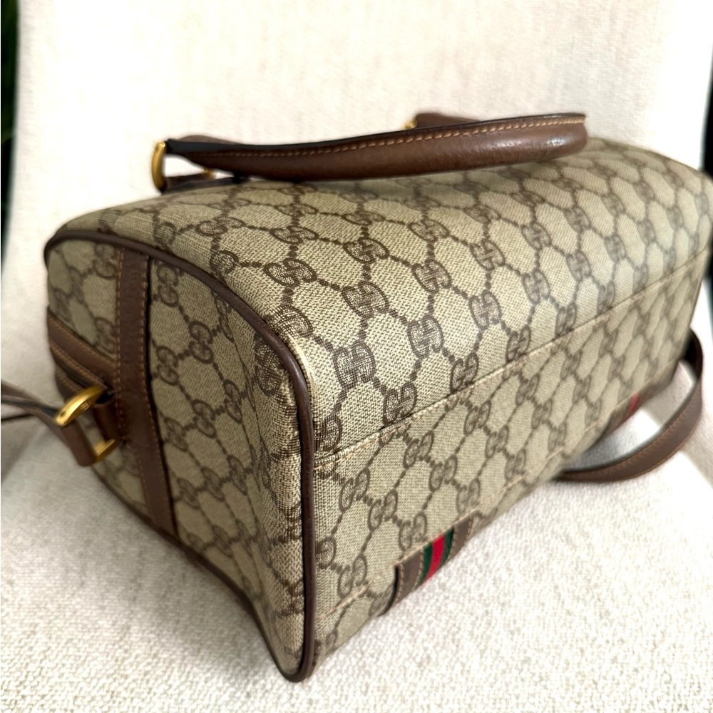 Gucci Brown GG Canvas Satchel with Green and Red Web Stripes - Picture 13 of 16